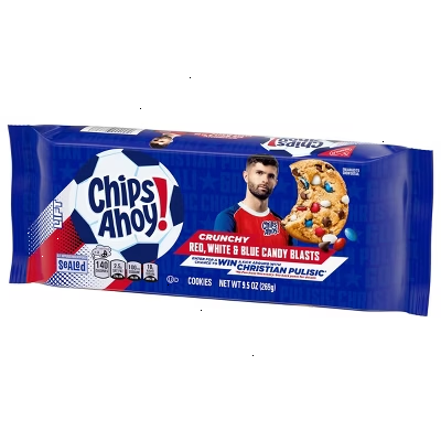 Chips Ahoy! Crunchy Red, White & Blue Candy Blasts Fudgy Chocolate Chip Cookies Limited Edition - 9.5oz