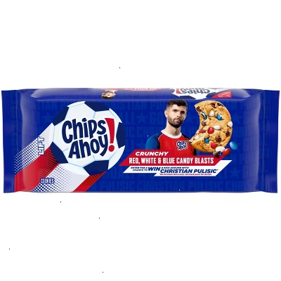 Chips Ahoy! Crunchy Red, White & Blue Candy Blasts Fudgy Chocolate Chip Cookies Limited Edition - 9.5oz